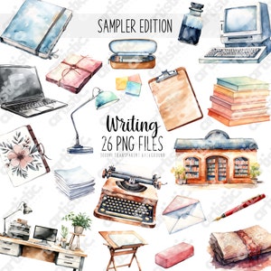 Schrijfpakket met clipart-bundel: 26 png-afbeeldingen met transparante achtergrond | Junkjournals, scrapbooking en kalligrafieontwerpen