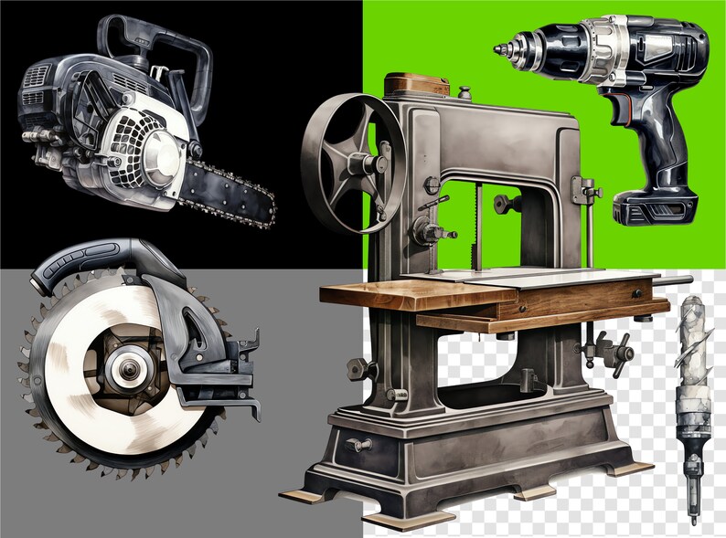 Individual clipart images forming an aesthetically pleasing arrangement on black, green, grey, and transparent backgrounds, showcasing the design elements