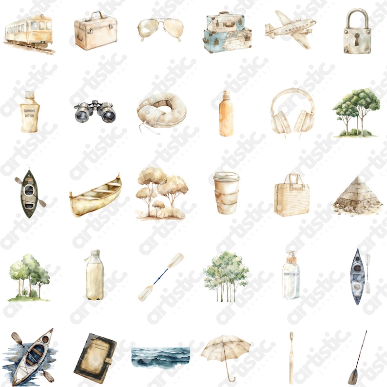 Coastal ship illustration in watercolor, perfect for planners and digital scrapbooking.