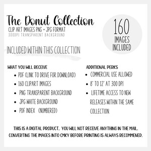 The Donut Collection advertisement showcasing clipart numbers and usage terms.