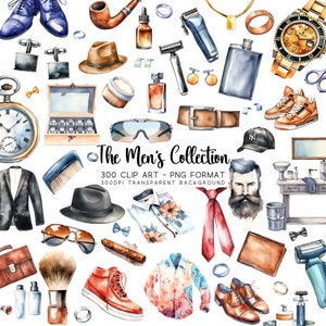 Men Clipart Bundle, 300 file di immagini ad acquerello in PNG/JPG. Ottimo per la sublimazione fai da te e per la grafica delle cartoline per la festa del papà