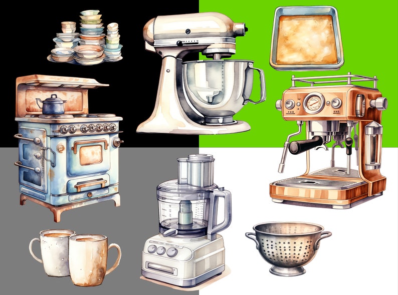 Slide showcasing individual clipart images on a green transparent White, Black and Grey background, exhibiting the designs' artistic elegance and diverse applicability