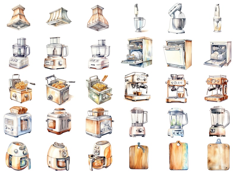 Second slide presenting clipart images on a White background, emphasizing the detailed watercolor designs and vibrant color palette