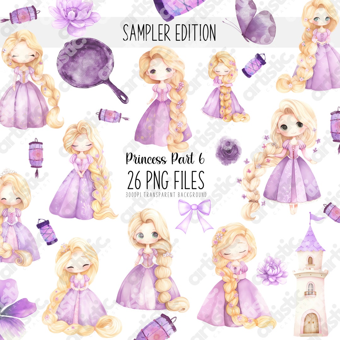 Watercolor Princess Clipart Bundle: Party Decor PNG (12x12) - Etsy