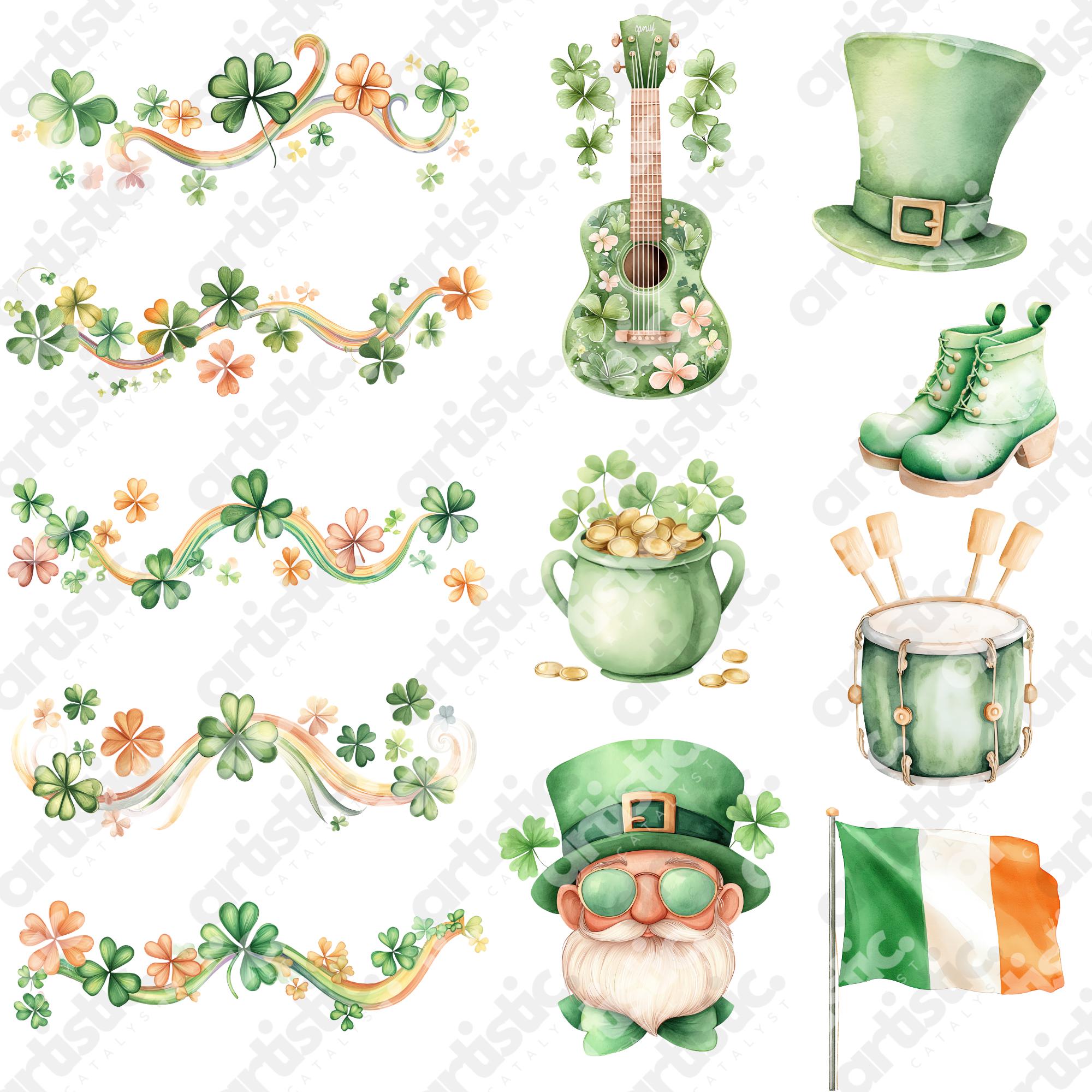 Watercolor St Patricks Day Clipart Bundle: Irish Celebration PNG ...