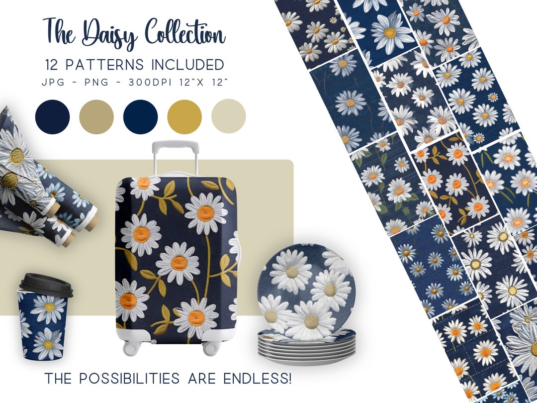 Daisy Repeat Pattern - Seamless Digital Designs - High Quality - 12x12 ...
