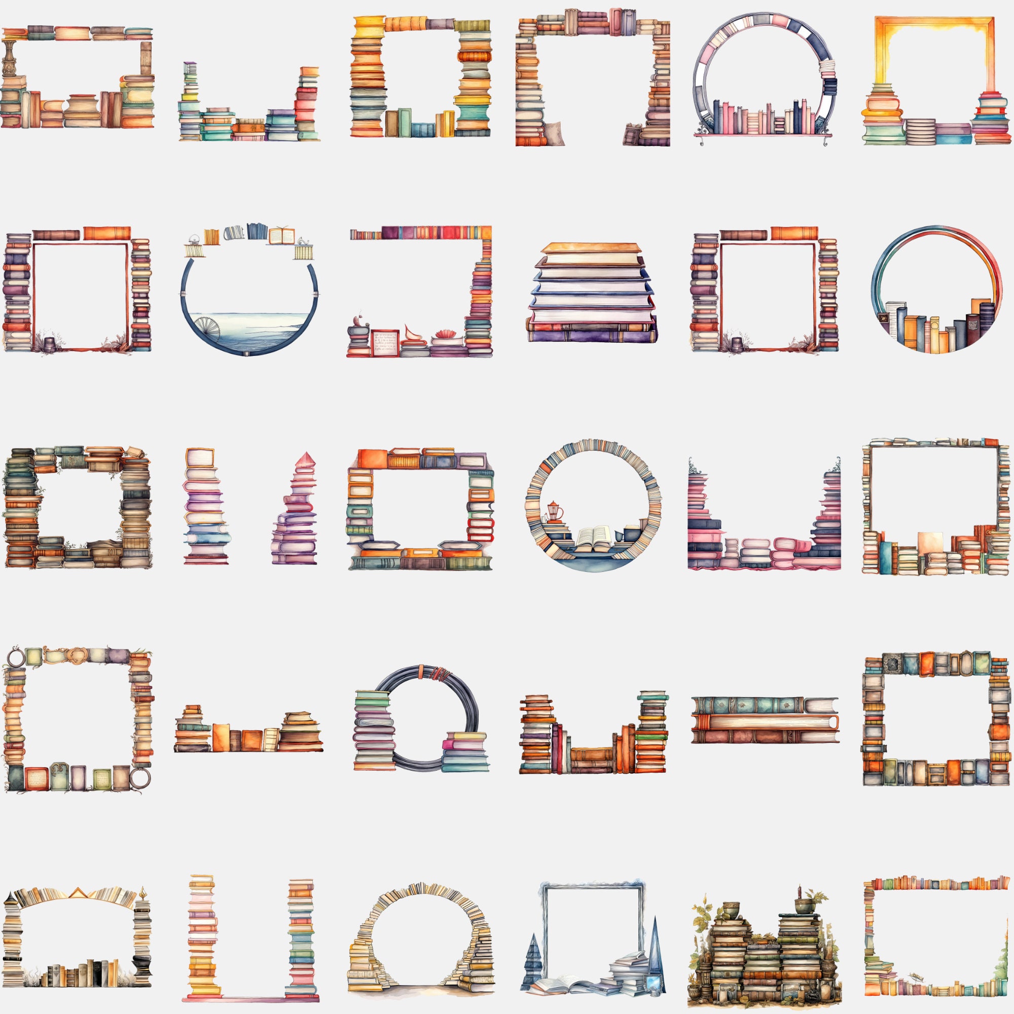 Book Border Clipart: Vintage Frame Elements for Teachers (PNG) - Etsy