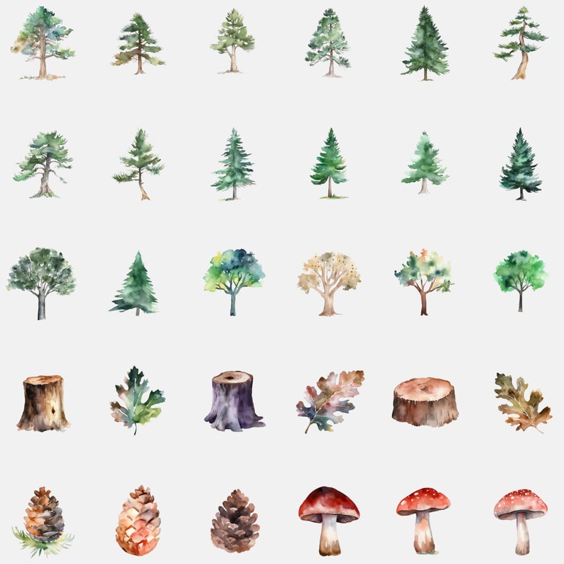 Artistic assembly of Cute baby animals and Deer Clipart Image elements on white, optimized for Forest PNG Images and Party Sublimation crafts.