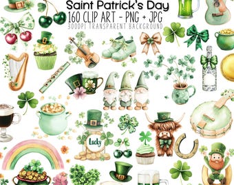St Patricks Day Clipart Bundle: Irish Celebration Watercolor PNGs (Digital Download)
