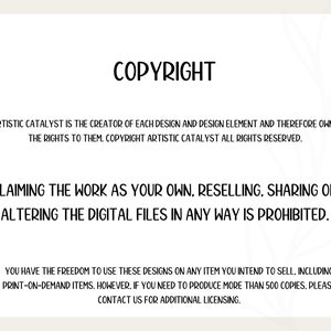 Slide displaying the copyright notice, emphasizing that the work cannot be claimed as your own, and resale, sharing or altering the digital files is strictly prohibited