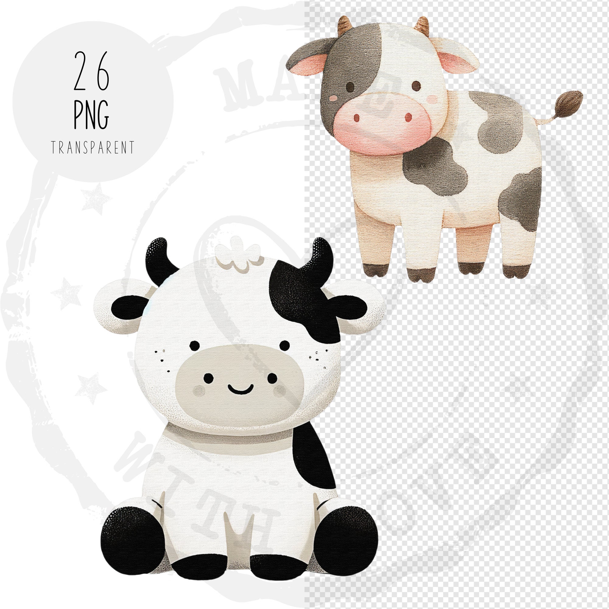 Baby Farm Animals Clipart Bundle: Nursery PNG Watercolor (instant ...