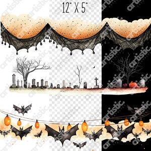 Collection of Halloween illustrations for decoration and gift designs, transparent backgrounds.