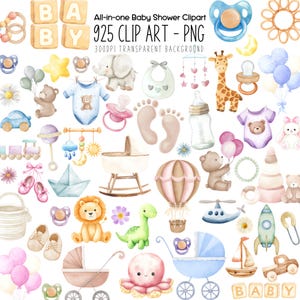 Bundle de cliparts bébé, clipart aquarelle chambre d'enfant bohème, illustration pour bébé sexe révéler, graphiques cache-couche, décoration de douche pastel
