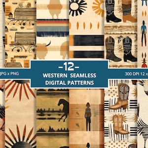 Western Fabric Seamless Repeating Patterns Digital Papers, Commercial Use, Pattern Design, Patterns, Digital Pattern Cowboy