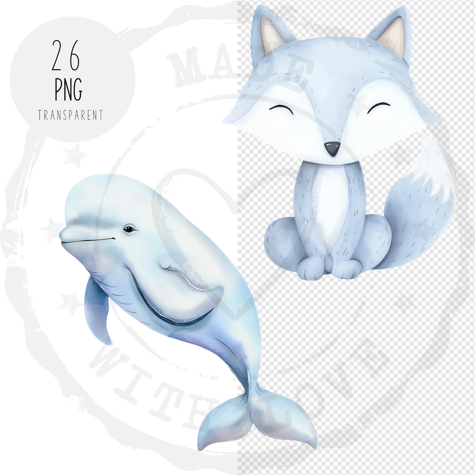 Arctic Animals Clipart Bundle: Watercolor Winter PNG Images (digital ...