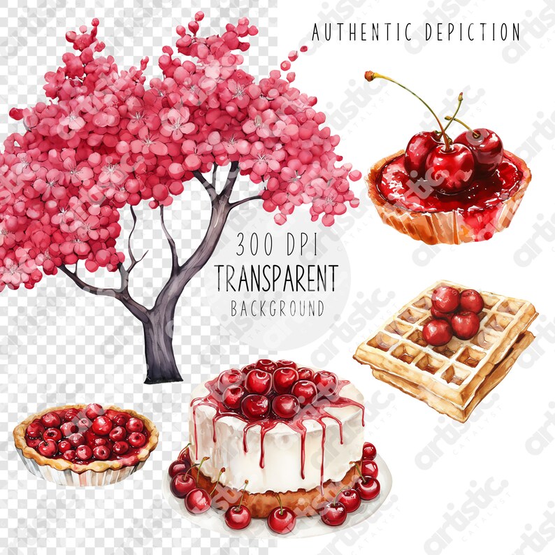 Cherry Tree Branch: A lush branch of a cherry tree laden with ripe cherries against a transparent background, showcasing nature's bounty.
