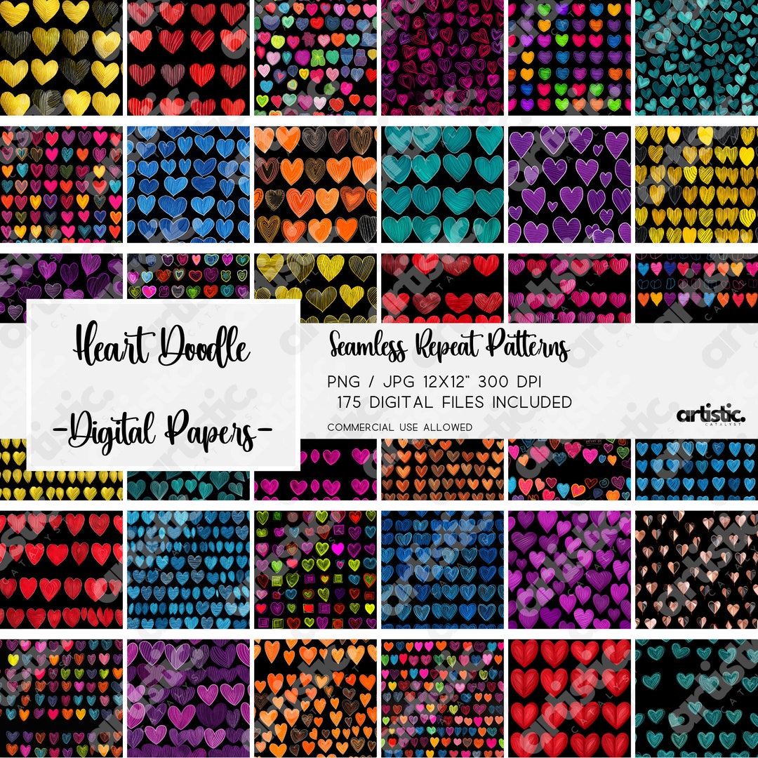 Heart Patterns Doodle Heart Repeating Patterns for Valentines Day, Art ...