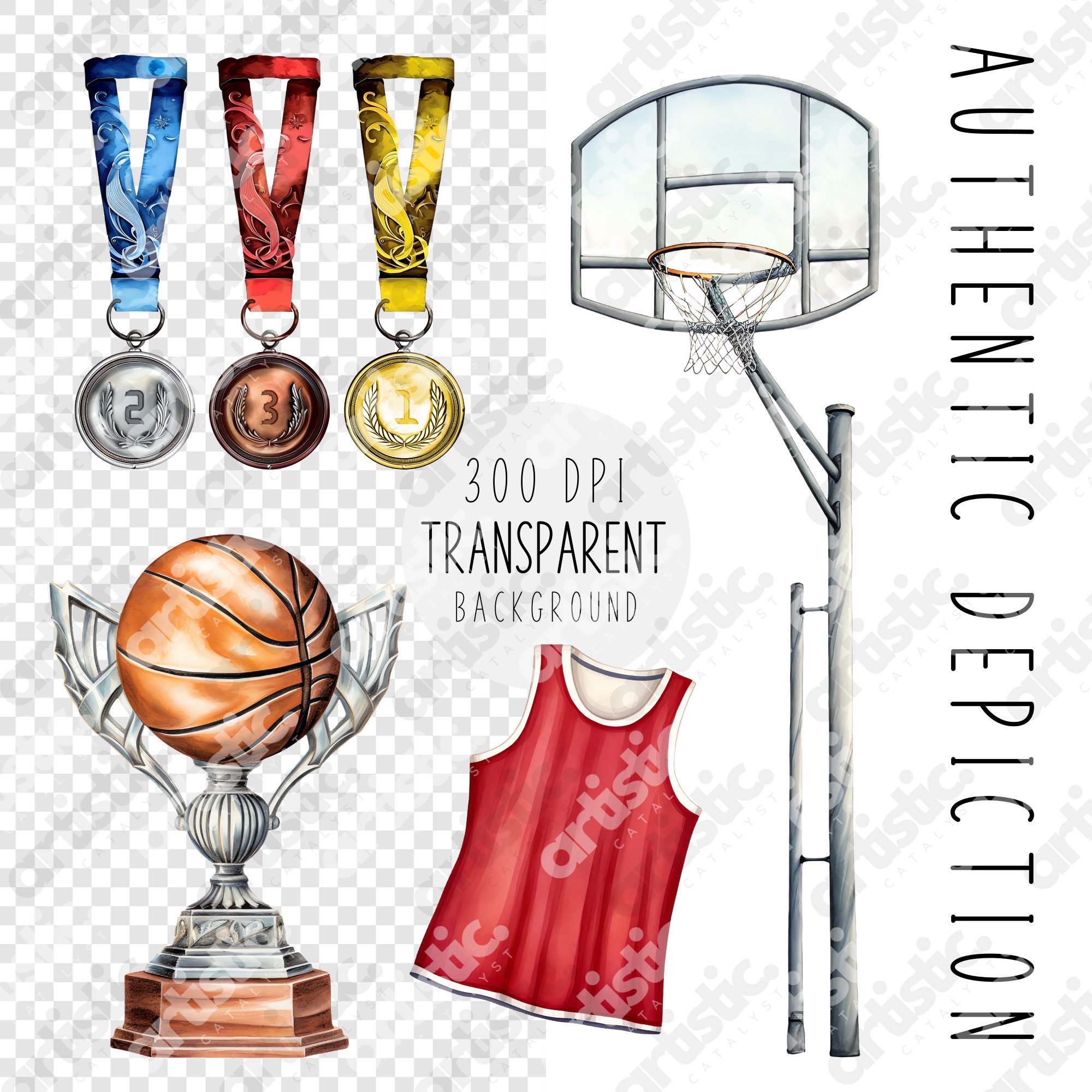 Watercolor Basketball Clipart Bundle: Sports Fan PNG & JPG (110 Images ...
