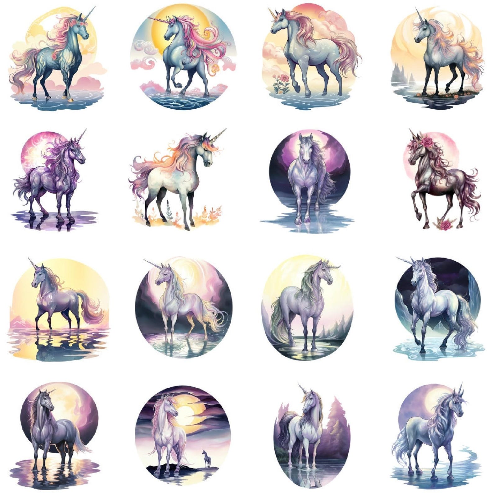 Watercolor Unicorn Clipart Bundle - Fantasy Graphics, Commercial Use ...