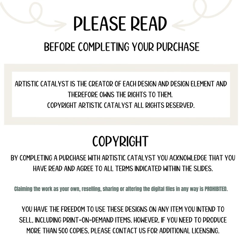 Purchase acknowledgment for Woodland Animals and Forest PNG Images with terms. Prohibits reselling, sharing, or altering. Highlights whimsical Nursery Image files design