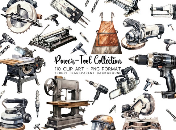 Watercolor Tool Clipart Bundle: 110 PNG/JPG Graphics