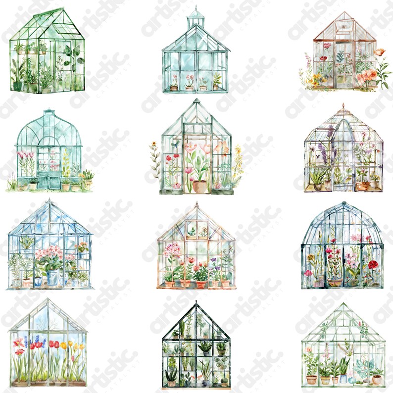 Transparent background clipart featuring watercolor gardening tools, perfect for digital projects