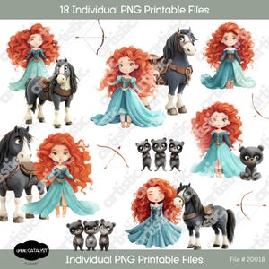Orange Hair Princess Clipart - Girl Bedroom png art, Cute Fairytale Birthday - Printable Party Invitations and Decor, Commercial Clip art