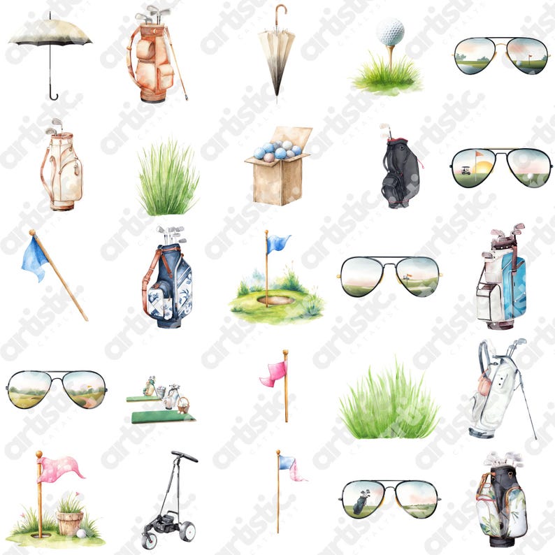 Elegant golf clip art images perfect for party invitations and sports-themed projects