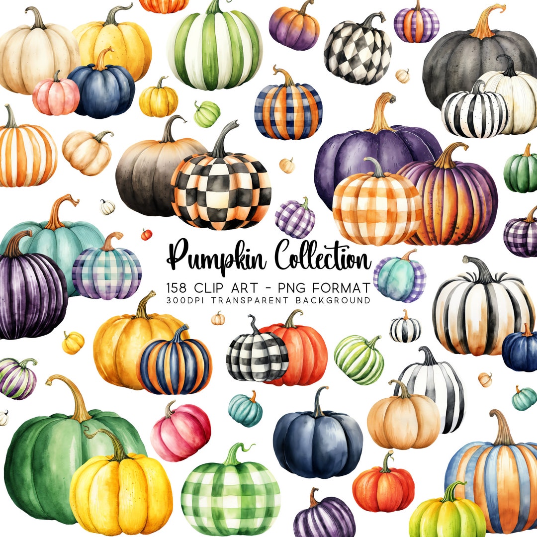 Pumpkin Clip Art Collection: Autumn Halloween PNG Designs (158 Files) - Etsy, image size:1080x1080