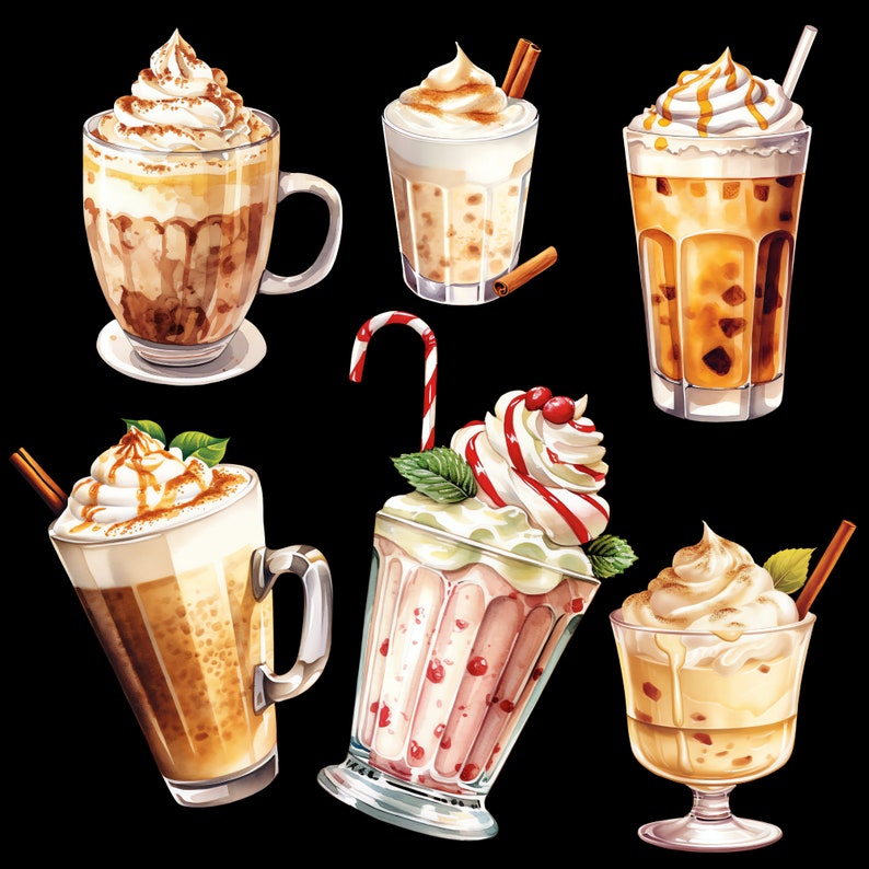 Black backdrop featuring an aesthetic arrangement of Eggnog Clipart and Xmas Clipart. Distinct showcase of Spiced Rum Clipart design elements.