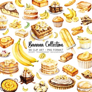 Collection de cliparts bananes : pain aux bananes image, cliparts gâteau aux bananes et plus - 99 fichiers PNG transparents