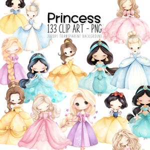 Magical Princess Clipart Bundle - Crown, Castle, and Carriage Watercolor Art | Pink Birthday, Nursery Decor, Little Princess Prints