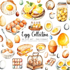 Egg Clipart & Sublimationsdesign - Karton mit Eiern, Spiegeleier Frühstück Grafiken, Restaurant Clipart Bundle, 99 PNG-Bilder