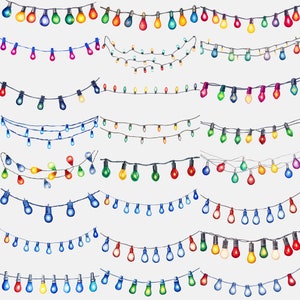 Horizontal & vertical Christmas Tree Light graphics, clear white background for seamless clipart display.
