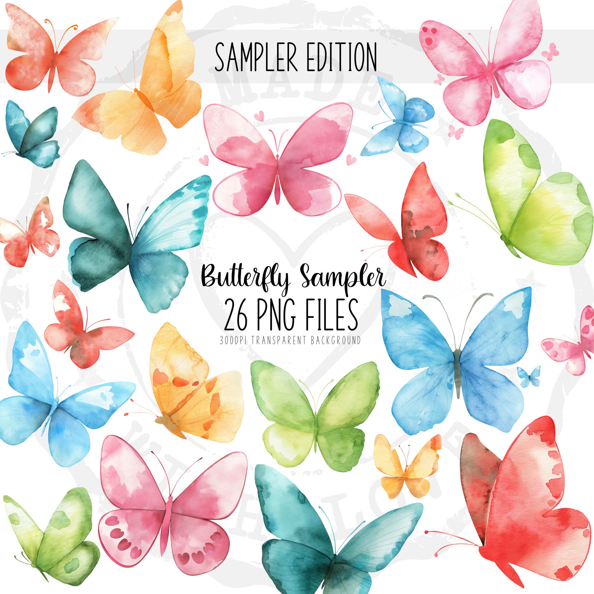 Watercolor Butterfly Clipart Bundle: Rainbow Garden Art (PNG, JPG) - Etsy