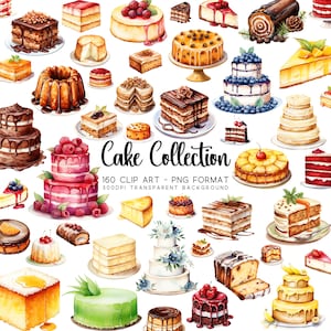 Cake Clipart the Bakery & Wedding Cake Clipart Collection, 160 arquivos de imagem de comida transparente PNG, ótimos gráficos para sublimações