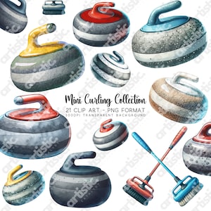 Clipart curling - femme sport Png, curling rock Png Bundle, curling pierre Jpg & image sport pour décoration sport 21 PNG inclus