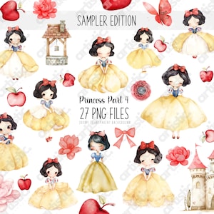 Princess Watercolor Clipart Bundle:  27 PNG Images (Digital Download)