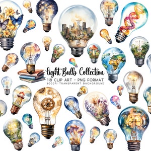 Glühbirne Clipart Sammlung: 118 transparente PNG Bilddateien - Ideal für T-Shirt Sublimation und stationäre Bilder