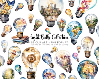 Light Bulb Clipart Bundle: 118 PNG Images for Sublimation