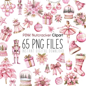 Cascanueces rosa (imagen PNG): Colección de ballet navideño en acuarela (descarga digital)