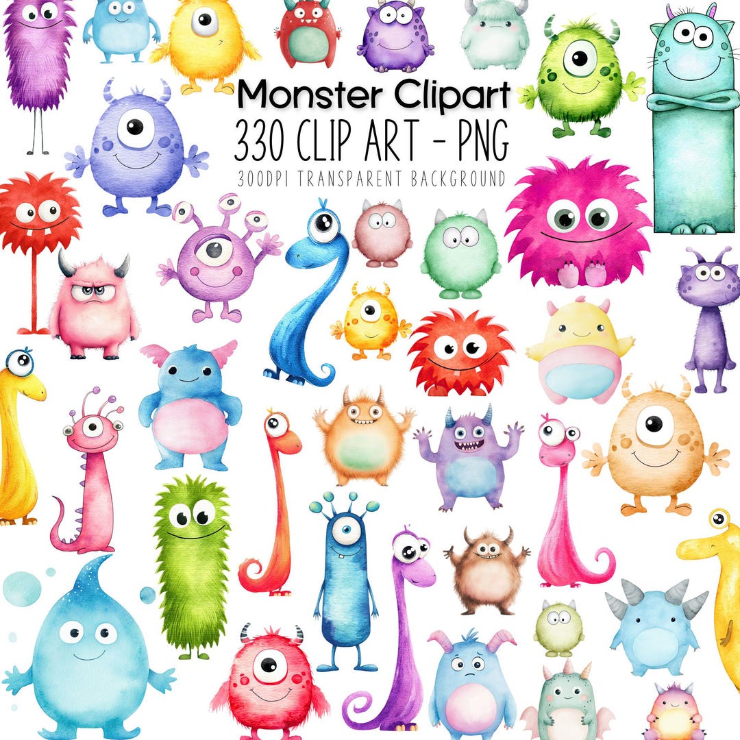Baby Monster Clipart, Cute Monster Clipart, Kawaii Monster PNG, Monster ...