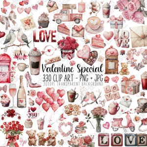 Valentine-clipartcollectie: charmante dwergpapegaaienstickers en cupcakedecor, png, geweldig voor thema's in de klas en op feestjes