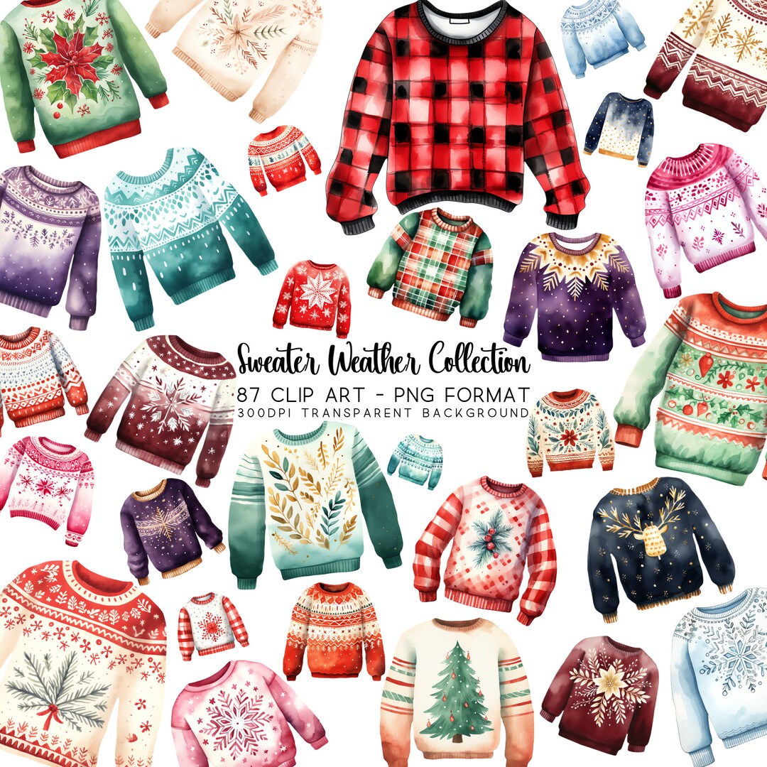 Paquete de imágenes prediseñadas de suéteres navideños: Gráficos PNG ...
