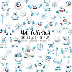 Yeti Clipart-Bundle - abscheulicher Schneemann, Bigfoot png, niedliche Sasquatch-Designs für Sublimation, Winter Yeti Clip Art zum Basteln