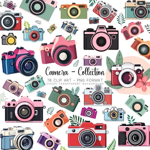 Camera Clipart: 78 Transparent PNG Files | Photography Clipart & Camera Wall Art for Planner Stickers, DIY Card Making, and More!