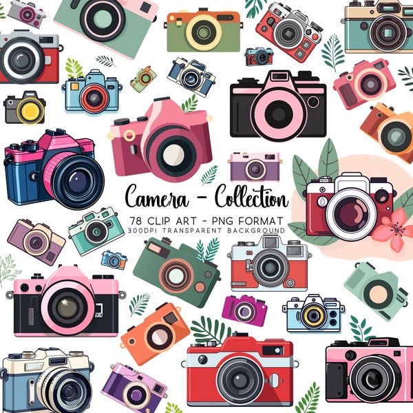 Camera Clipart: 78 Transparent PNG Files | Photography Clipart & Camera Wall Art for Planner Stickers, DIY Card Making, and More!