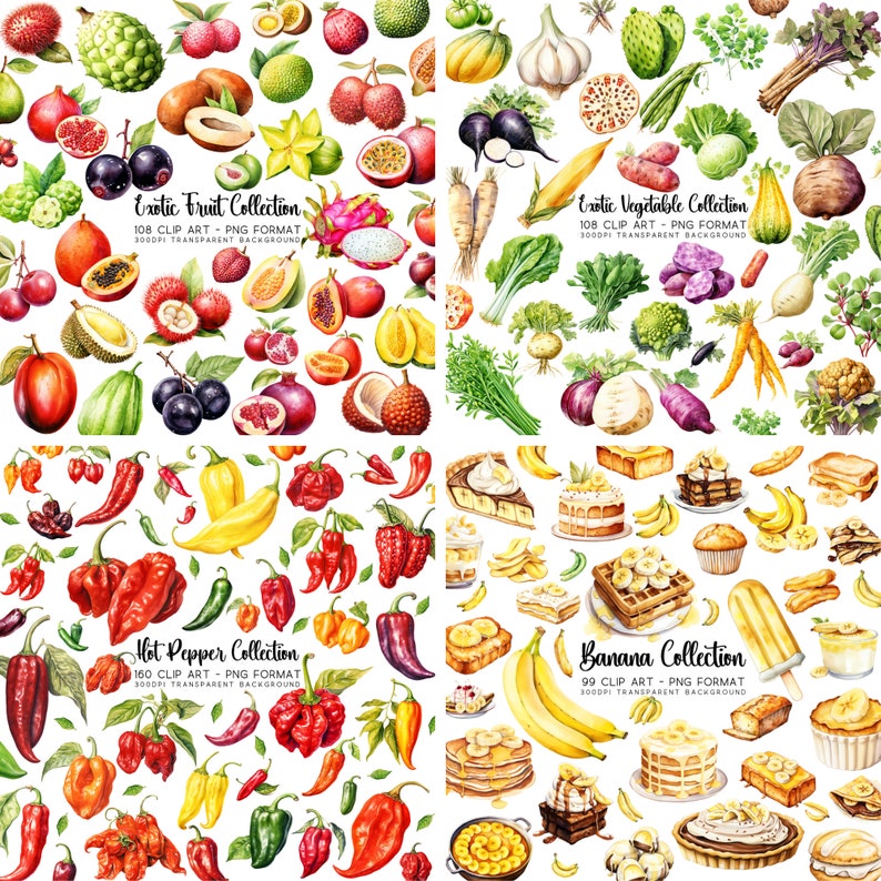 Transparent Dinner Bundle Clipart: Hot Pepper PNG and Cranberry Graphics on checkered background.