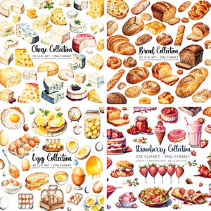 Black background showcasing Sweet Treat PNG and Breakfast Clipart, ideal for culinary-themed projects