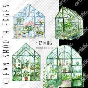 Digital download of watercolor botanical clip art, featuring gardening elements in soft tones.